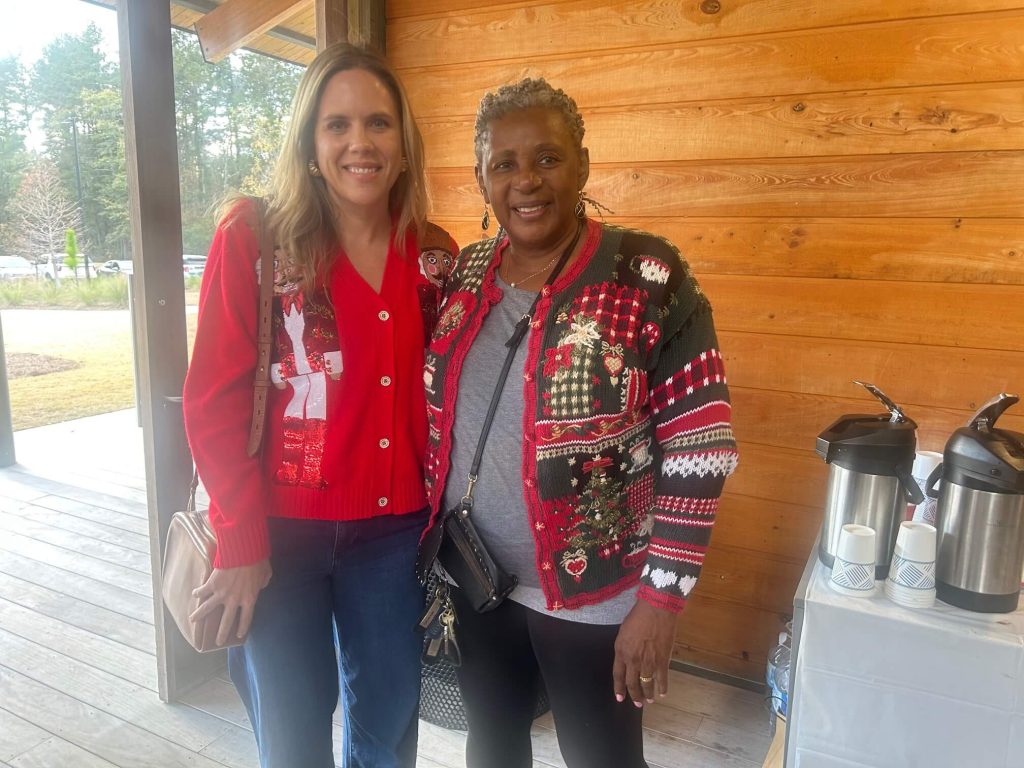 US Senate Candidate Dr. Annie Andrews with a voter.