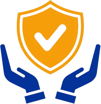 A shield held up by hands.
