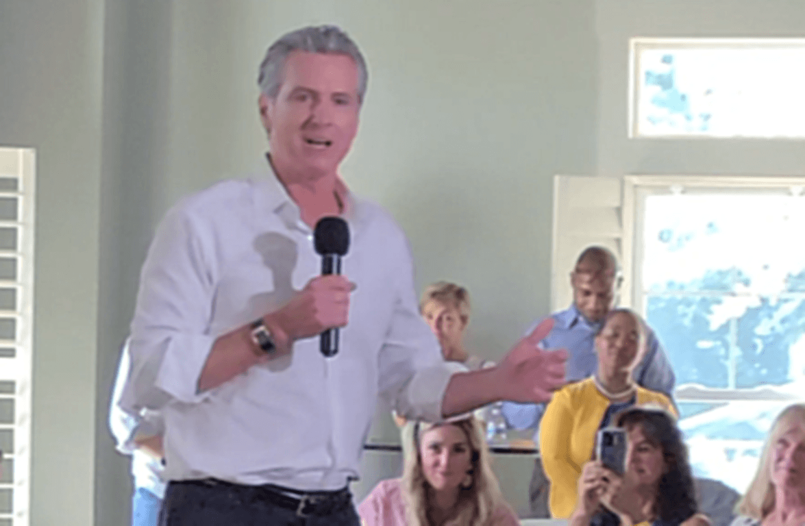 Gavin Newsom gives a speech