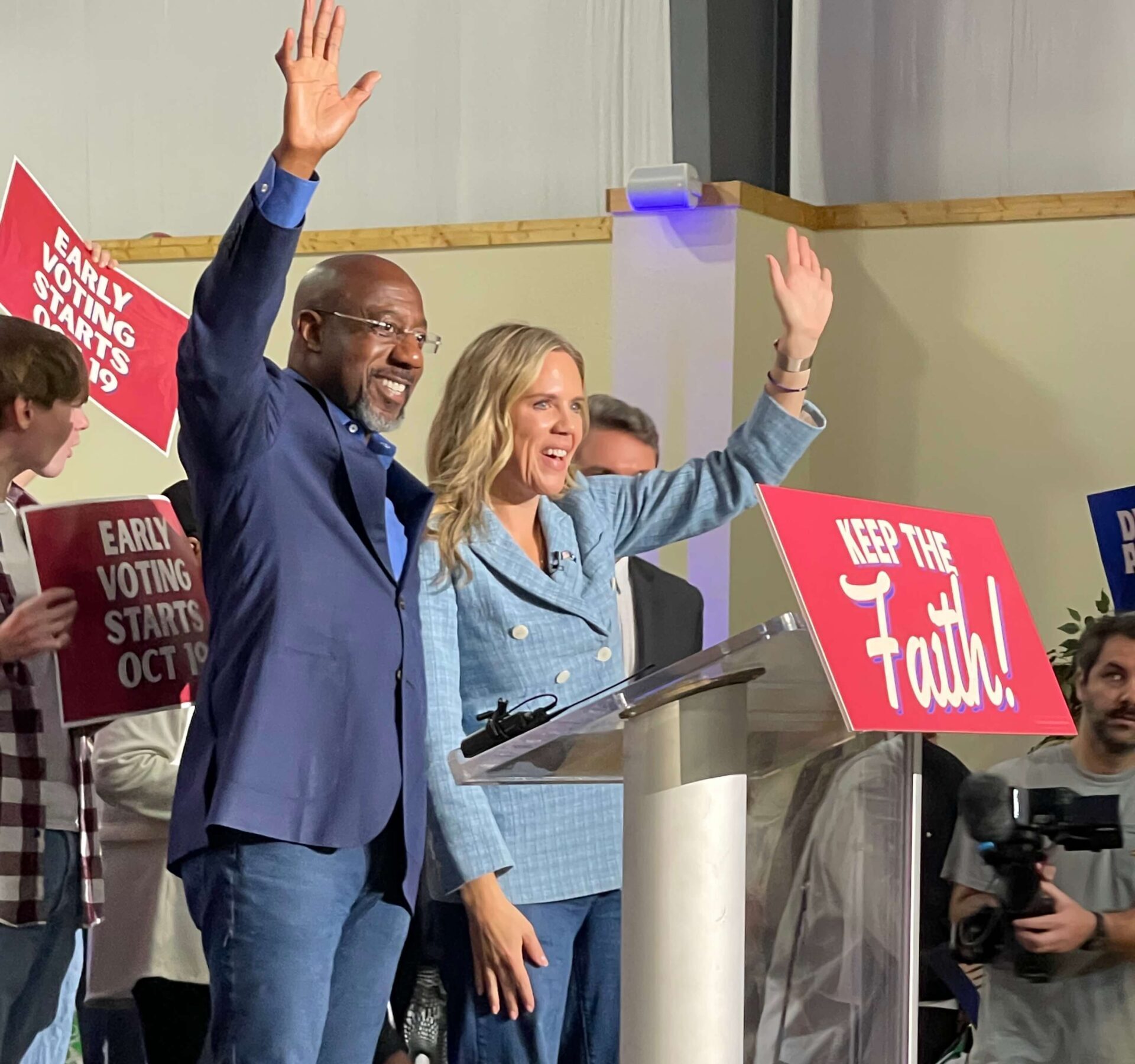 Senator Raphael Warnock from Georgia and Dr Annie Andrews candidate for Senate from South Carolina